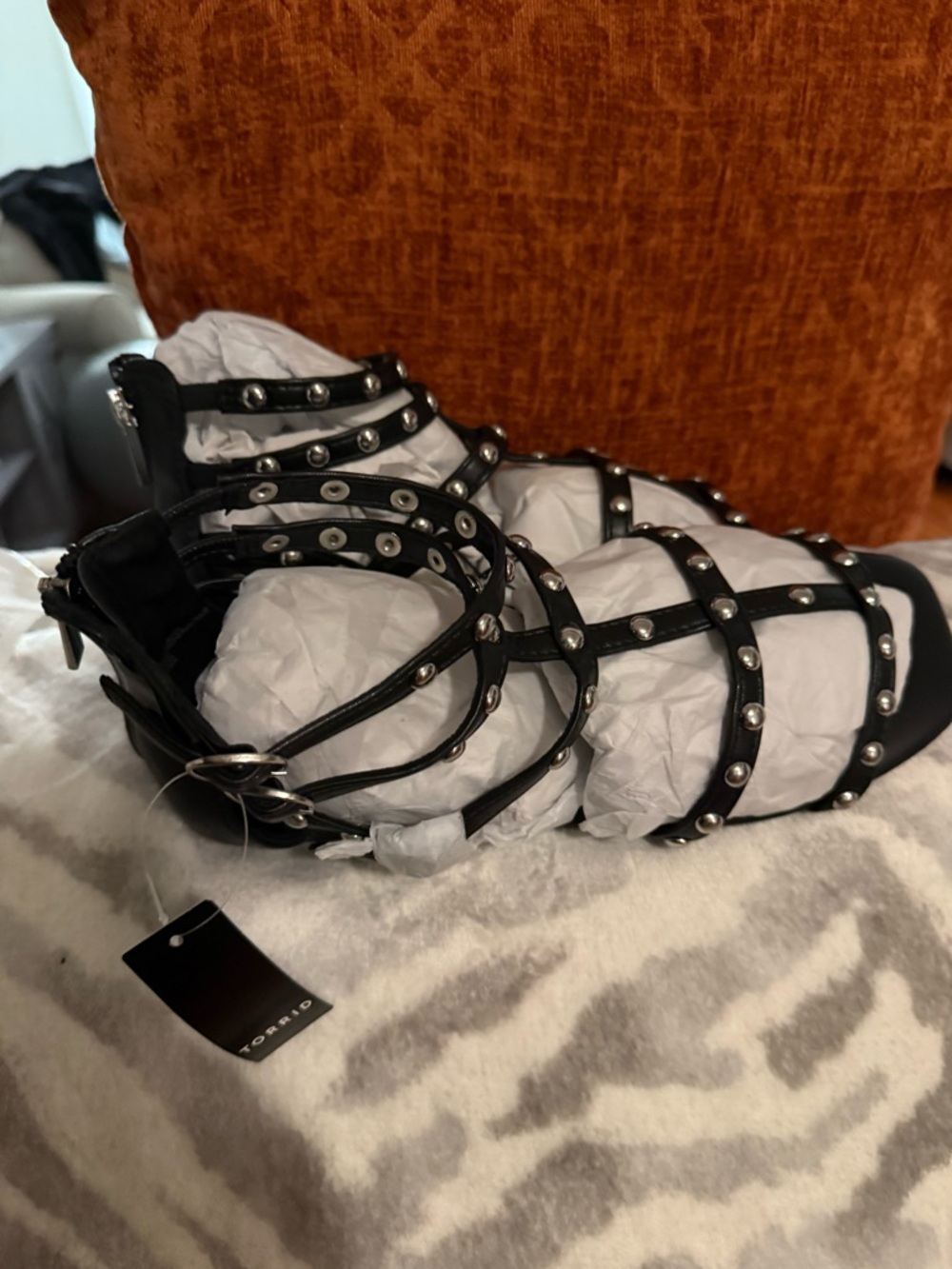 torrid Black Studded Cage Sandals